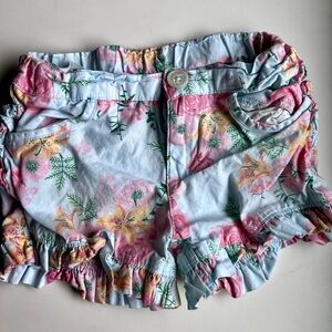 Ruffle Butts Pink and Blue Floral High Waist Shorts